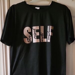 Black Graphic Tee with Motivational Print